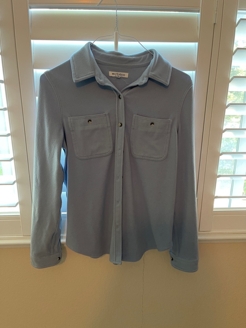 Workshop Republic Clothing Powder Blue Casual Button-Down Shirt